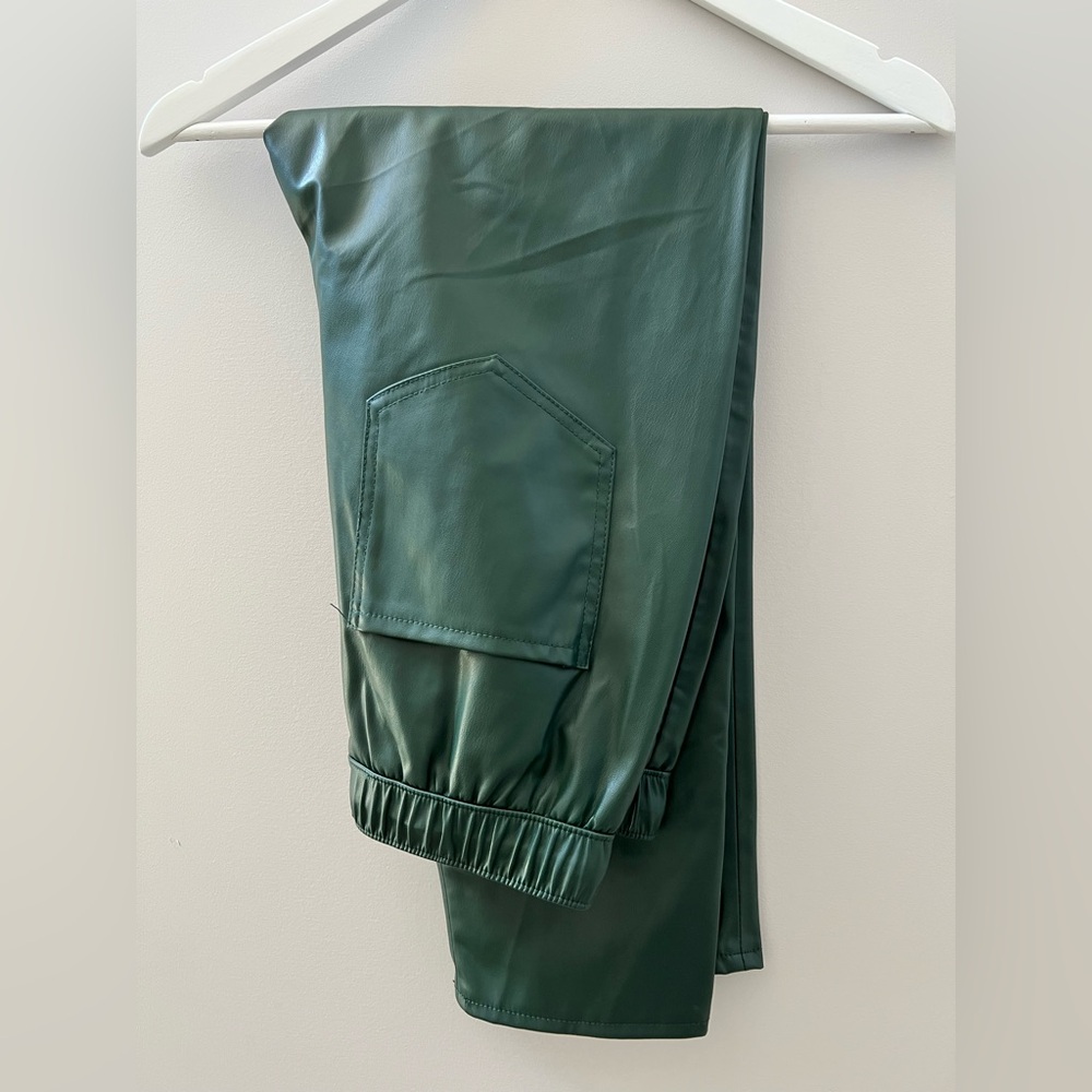 Zara Dark Green Faux Leather Pants
